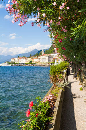 Bellagio, Italy - 13 August 2013: Walk along the Como lake in Bellagio in summer time, Italyのeditorial素材