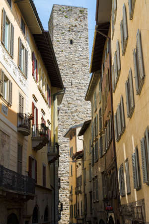Bergamo, Italy - 11 June 2013: Angle of high town of Bergamo in a sunny dayのeditorial素材