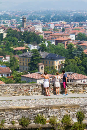 Bergamo, Italy - 11 June 2013: Angle of high town of Bergamo in a sunny dayのeditorial素材