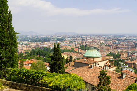 Bergamo, Italy - 11 June 2013: Angle of high town of Bergamo in a sunny dayのeditorial素材
