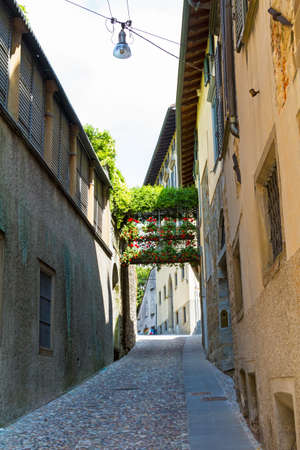 Bergamo, Italy - 11 June 2013: Angle of high town of Bergamo in a sunny dayのeditorial素材