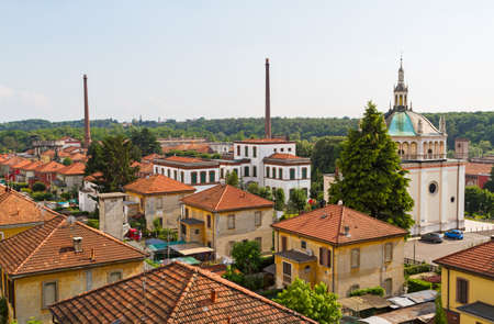 Crespi DAdda, Italy - 11 June 2013: View of Crespi DAdda, worker village Unesco heritageのeditorial素材