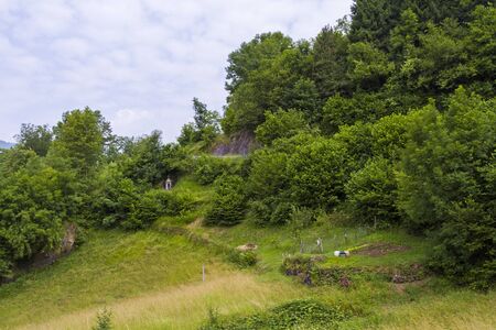 Mountain landscape in summer time, alpine panoramaの写真素材