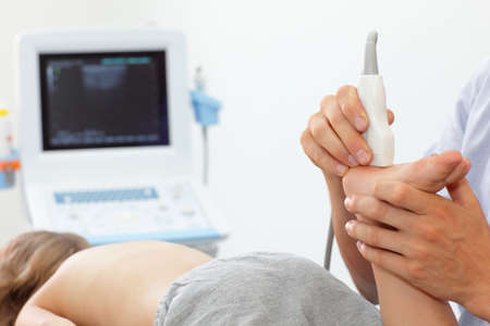 ultrasound of child's foot - diagnosisの写真素材