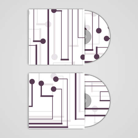 Vector cd cover  set for your design, circuit board Illustration.のイラスト素材