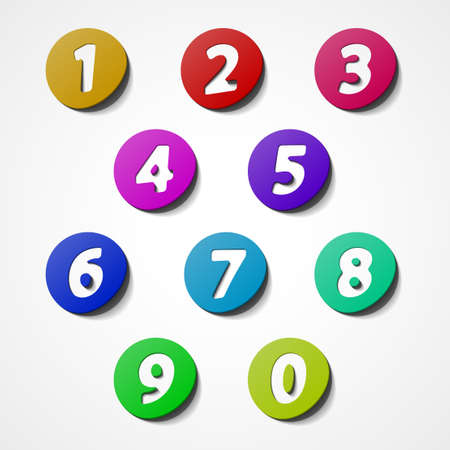Numbers set, colorful web icon on white backgroundのイラスト素材