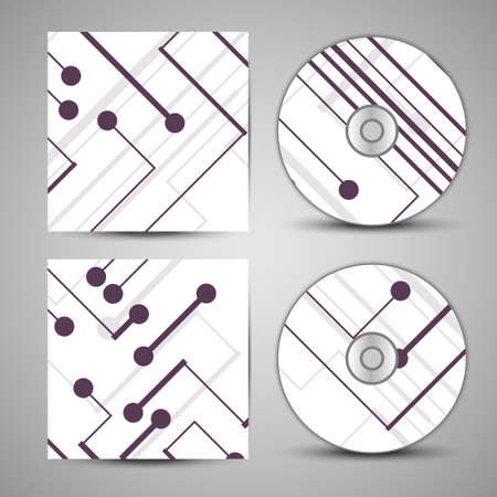 Vector cd cover  set for your design, circuit board Illustration.のイラスト素材