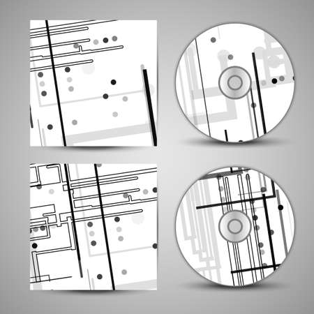 Vector cd cover  set for your design, circuit board Illustration.のイラスト素材