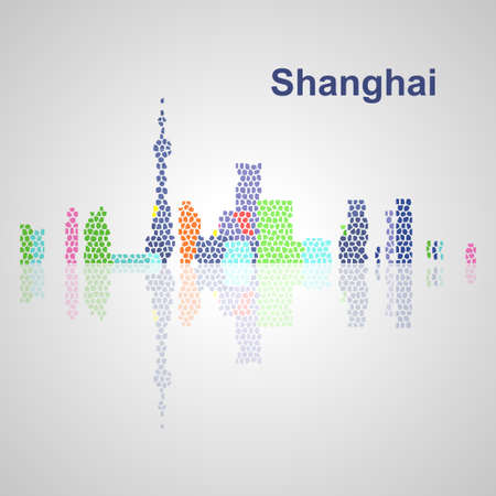 Shanghai skyline for your design, concept Illustration.のイラスト素材