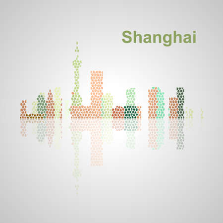 Shanghai skyline for your design, concept Illustration.のイラスト素材