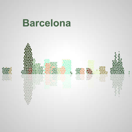 Barcelona skyline for your design, concept Illustration.のイラスト素材
