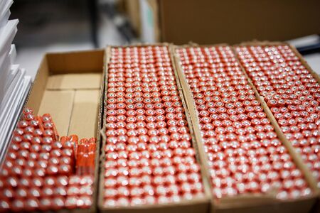 large box with batteriesの写真素材