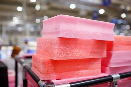 pink styrofoam in the productionの写真素材