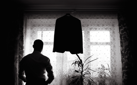 a man preparing for the weddingの写真素材