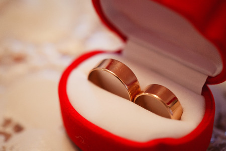 box with gold ringの写真素材