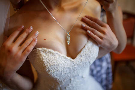 beautiful decorations on the neck womanの写真素材