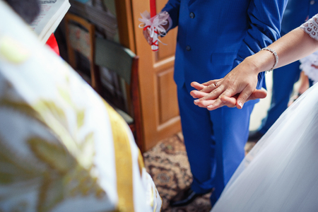 wedding ceremony in churchの写真素材