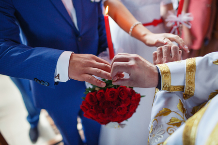 wedding ceremony in churchの写真素材