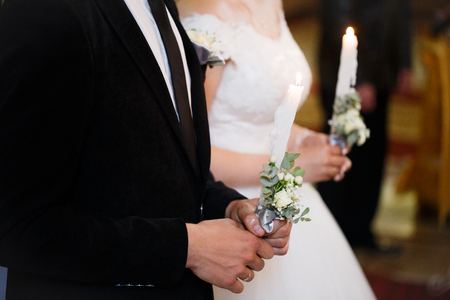 wedding ceremony in churchの写真素材