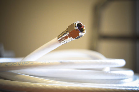Closeup image of TV antenna cableの写真素材