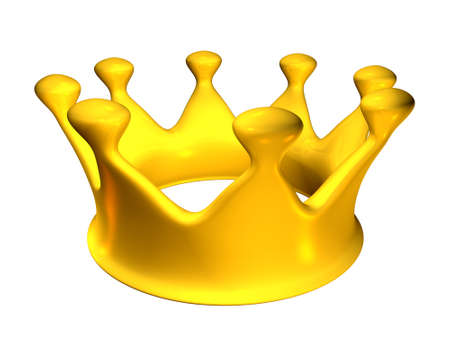 golden crown, 3d cartoon comic style, isolated on whiteの写真素材