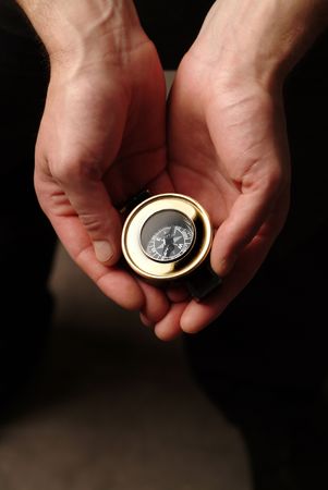 compass on hands