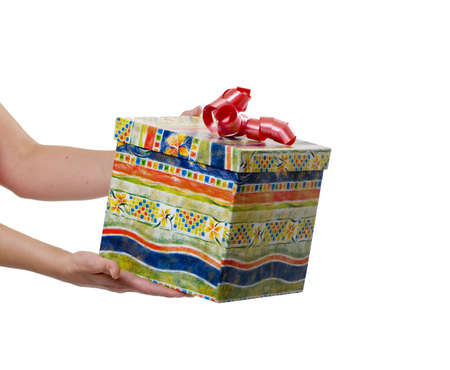 female hands giving a present