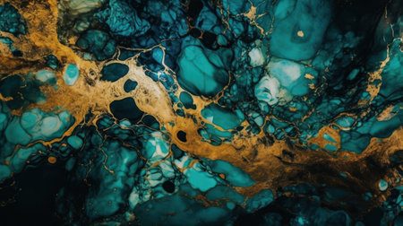 Marble abstract acrylic background. Marbling artwork texture. Agate ripple pattern. Gold powder.の素材