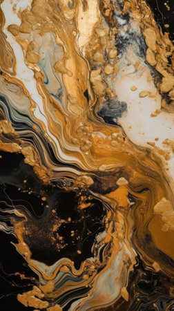 Marble abstract acrylic background. Marbling artwork texture. Agate ripple pattern. Gold powder.の素材