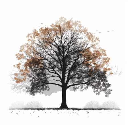 Autumn tree isolated on white background. Vector illustration for your designの素材