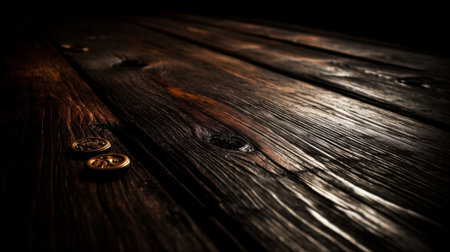 Old wooden door in dark. Selective focus. Toned.の素材