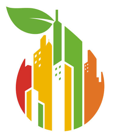 abstract vector design of buildings fruit shapeのイラスト素材