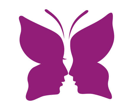 design butterfly face shape men and womenのイラスト素材