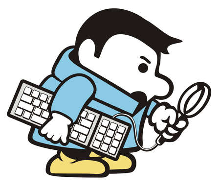 design vector cartoon character detective hackerのイラスト素材