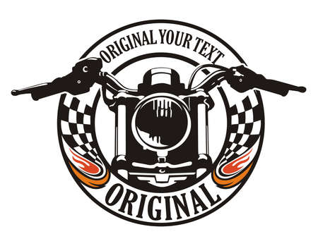 motorcycle flag circle emblemのイラスト素材