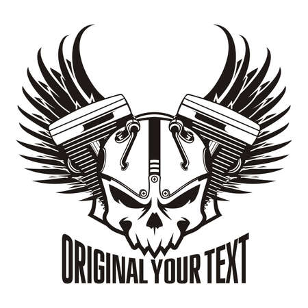 motorcycle machine skull wings designのイラスト素材
