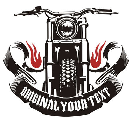 motorcycle ribbon flameのイラスト素材