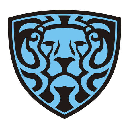 Lion head shield design vectorのイラスト素材