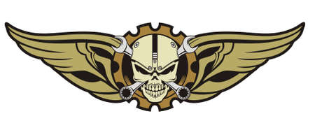 skull machine steampunk wingsのイラスト素材