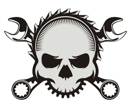 skull saw spannerのイラスト素材