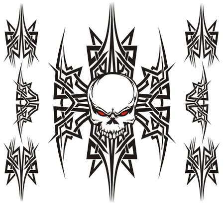 skull triball setのイラスト素材