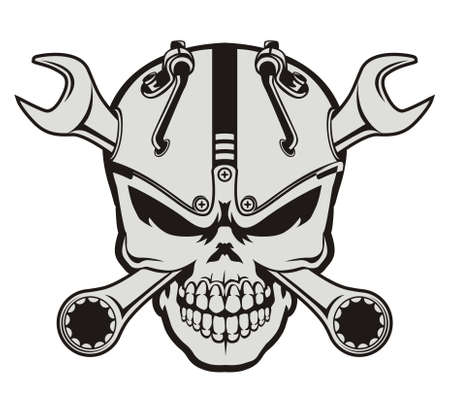 skull steampunk wrenchのイラスト素材