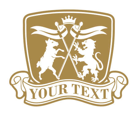 sheep and lion emblemのイラスト素材