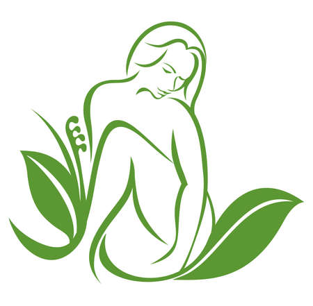 women and leafのイラスト素材