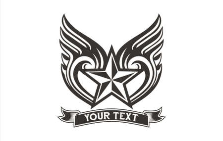 Wing Star Vintage emblemのイラスト素材