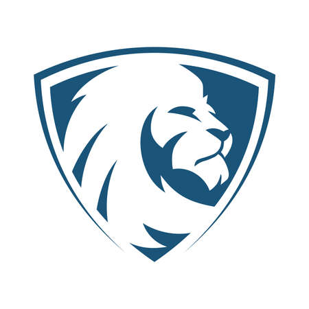 Lion head shield blueのイラスト素材