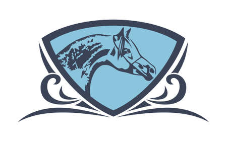 Head horse shield vintageのイラスト素材