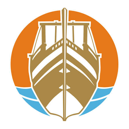 Ship sunset circleのイラスト素材