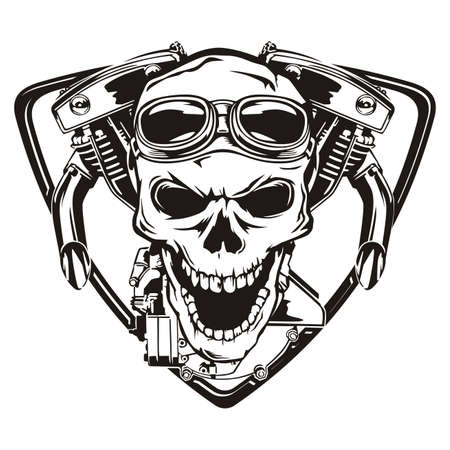 Skull motorcycle machine shieldのイラスト素材