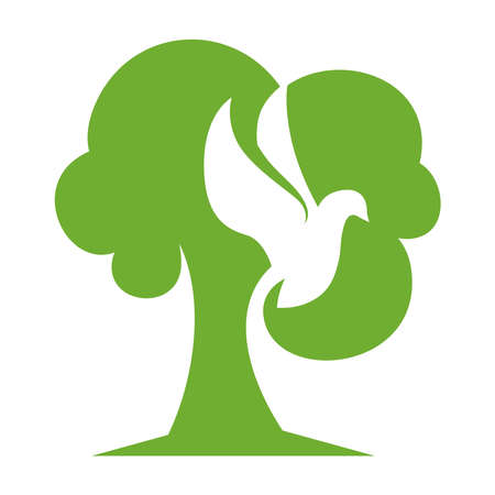 Tree Bird greenのイラスト素材